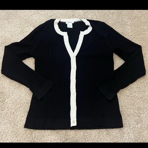 Kate Hill Large Cardigan Black White Monochrome Quiet Luxury Clean Girl Chic